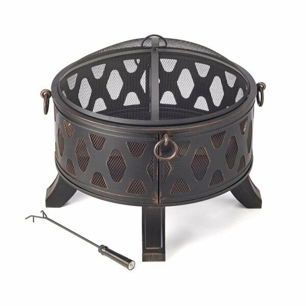 Pipers Pit Rustic Brushed Black & Bronze Steel Wood Burning Fire Pit Darkened Bronze PI3096017